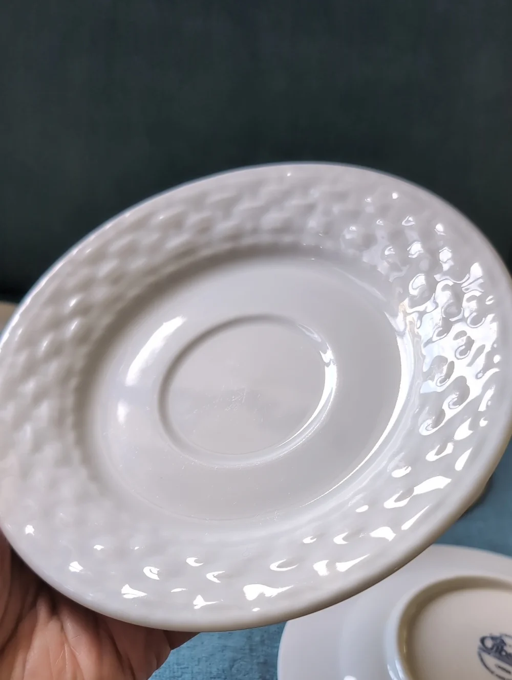 Gibson White Textured Ceramic Saucers - Set of 4
